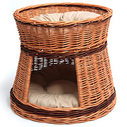 Wicker Two Tier Cat House Basket