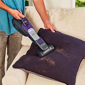 A Black+Decker handheld cordless vacuum cleaner