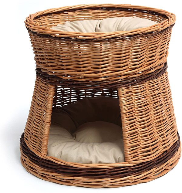 Wicker Two Tier Cat Basket Bed