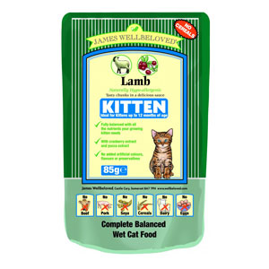 Cheap James Wellbeloved Kitten Pouch Lamb 12 x 85g